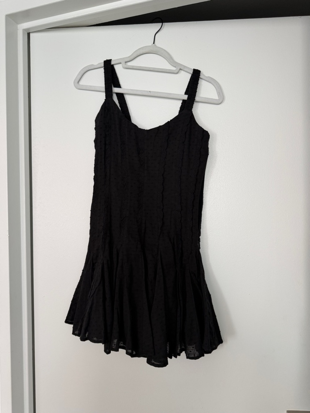 Heartloom Black Mini Dress with Ruffle Hem
